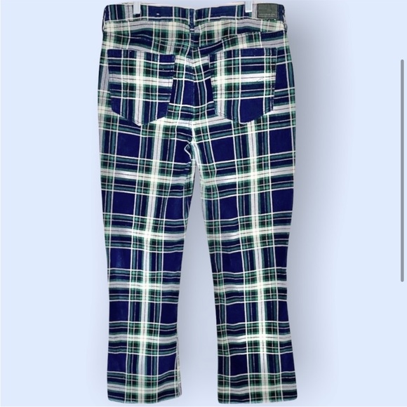 American Eagle Outfitters corduroy high rise boot cut fringe plaid plus 24 retro - Picture 2 of 11
